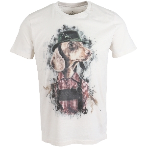 ALMTRACHT T-shirt dachshund with hat, beige